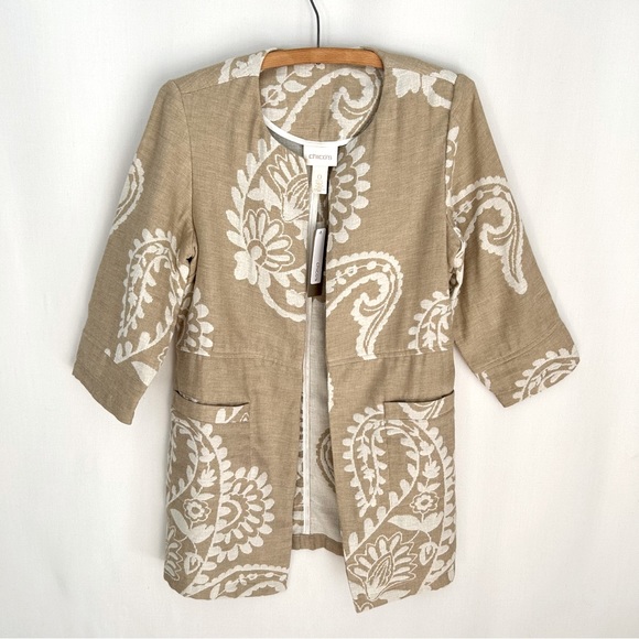 Chico’s ~new~ Jaquard Cotton Linen Topper In XS Petite - Picture 15 of 16